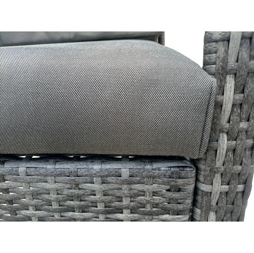 Furniture One Rattan Wicker 3 Piece Bistro Set Grey with Cushion and Free Rain Cover