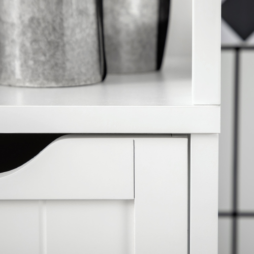 kleankin Narrow Bathroom Cabinet with 3 Drawers and 2 Tier Shelf, Tall Cupboard Freestanding Linen Tower, White