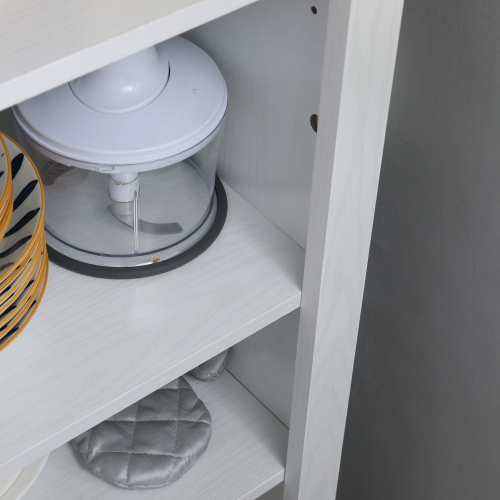 HOMCOM 48" Kitchen Pantry Cabinet, Freestanding Farmhouse Kitchen Storage Cabinet with Barn Door and Adjustable Shelves, White