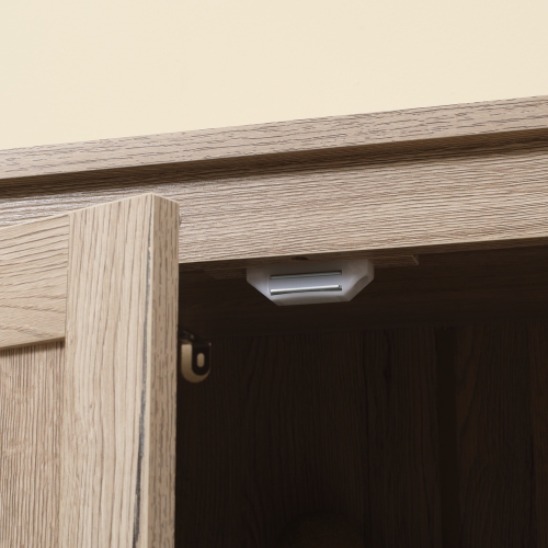 HOMCOM 72" Farmhouse Kitchen Pantry Cabinet, Buffet Storage Cabinet with 4 Barn Doors and Adjustable Shelves, Natural