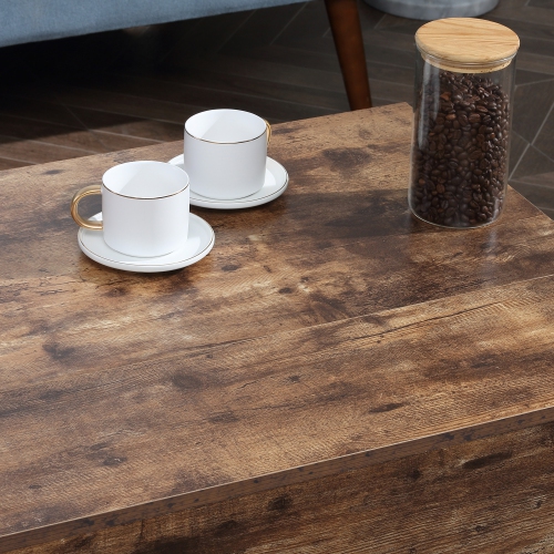 HOMCOM Lift Top Coffee Table with Hidden Storage Compartment Lift Tabletop Center Table for Living Room, Rustic Brown