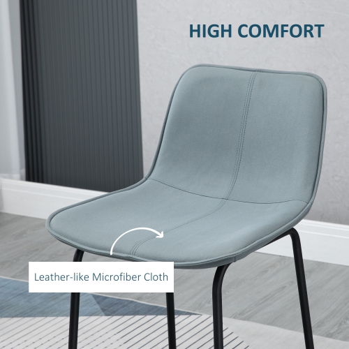 HOMCOM Bar Stools Set of 2, Upholstered Counter Height Bar Chairs, 26" Kitchen Stools with Steel Legs for Dining Area, Kitchen Aisle, Light Grey