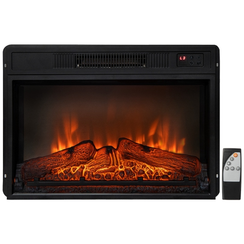 COSTWAY  23" Electric Fireplace Insert Heater W/ Log Flame Effects Remote Control 1400W