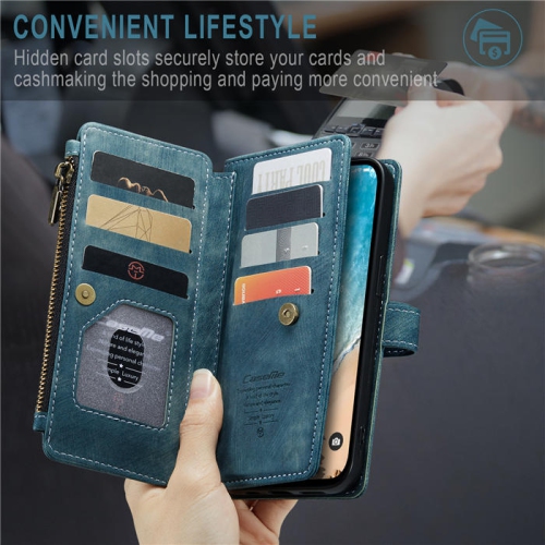 CaseMe Wallet Case Premium Leather Protector Zipper Cover with 7-Slots ID and Credit Cards Pocket with Side Cash Pocket with Stand For Samsung S22