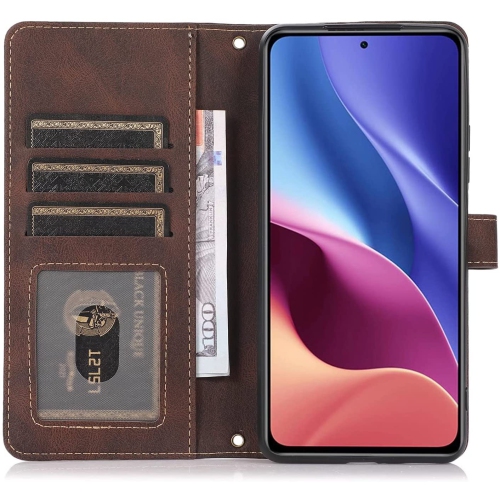 Loris & Case Retro Flip Wallet Case with 9 Card Slots Kickstand PU Leather Folio Wrist Strap Purse Phone Cover for iPhone 14 PRO - Brown