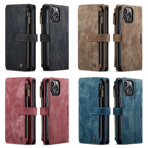 CaseMe Wallet Case Premium Leather Protector Zipper Cover with 7-Slots ID and Credit Cards Pocket with Side Cash Pocket with Stand For iPhone 14 -