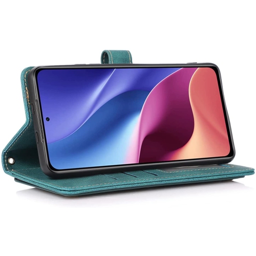 Loris & Case Retro Flip Wallet Case with 9 Card Slots Kickstand PU Leather Folio Wrist Strap Purse Phone Cover for iPhone 14 PLUS - Cyan