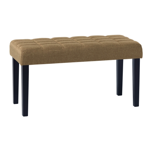 CorLiving California Tufted Upholstered Entryway Bench with Wood Legs, Hallway Bench, Bedroom Bench