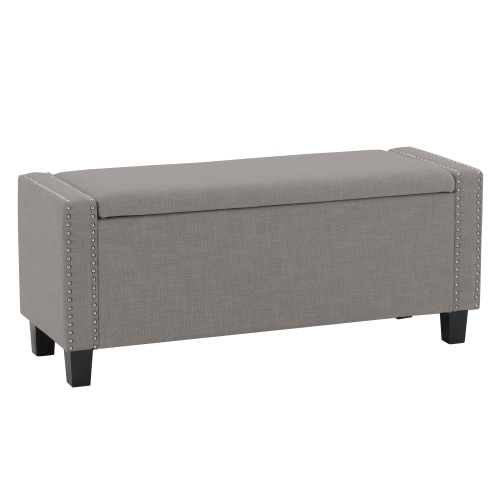 CORLIVING  Lbt-644-O Boston Light Storage Fabric Ottoman In Grey Great for storage