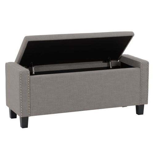 CorLiving LBT-644-O Boston Light Grey Storage Fabric Ottoman