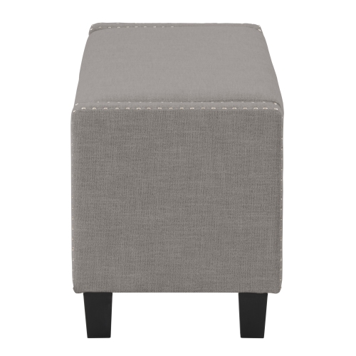 CorLiving LBT-644-O Boston Light Grey Storage Fabric Ottoman