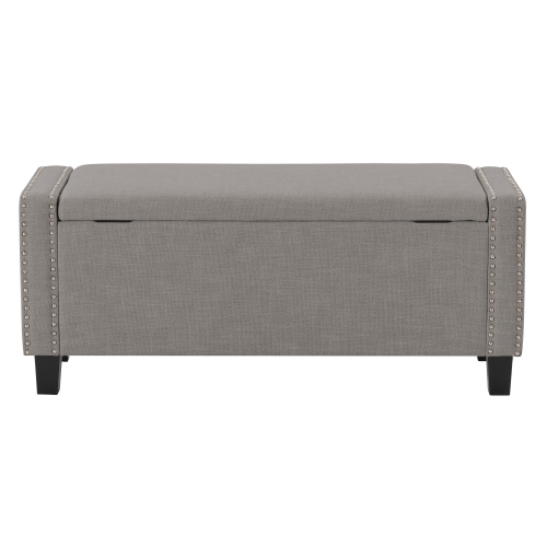 CorLiving LBT-644-O Boston Light Grey Storage Fabric Ottoman