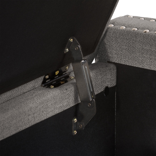 CorLiving LBT-644-O Boston Light Grey Storage Fabric Ottoman