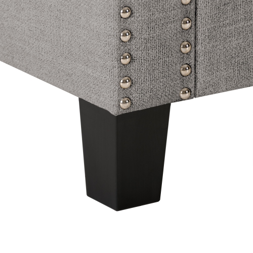 CorLiving LBT-644-O Boston Light Grey Storage Fabric Ottoman