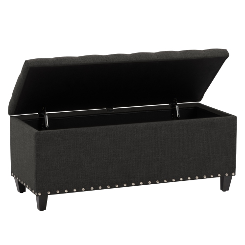 CorLiving LBT-662-O Boston Dark Grey Tufted Fabric Storage Ottoman