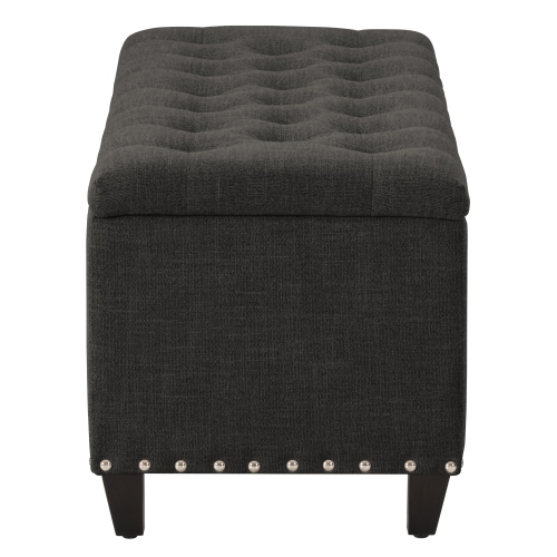 CorLiving LBT-662-O Boston Dark Grey Tufted Fabric Storage Ottoman