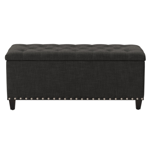CorLiving LBT-662-O Boston Dark Grey Tufted Fabric Storage Ottoman
