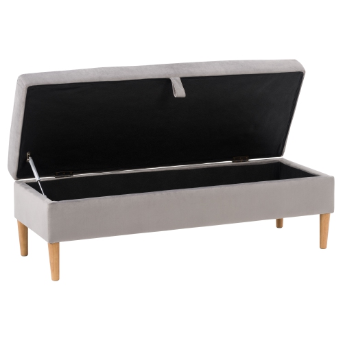 CorLiving LAD-352-O Perry Velvet Storage Ottoman, Light Grey