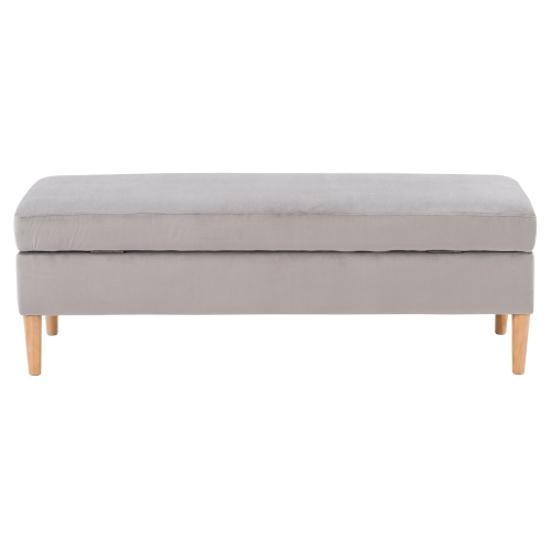 CorLiving LAD-352-O Perry Velvet Storage Ottoman, Light Grey