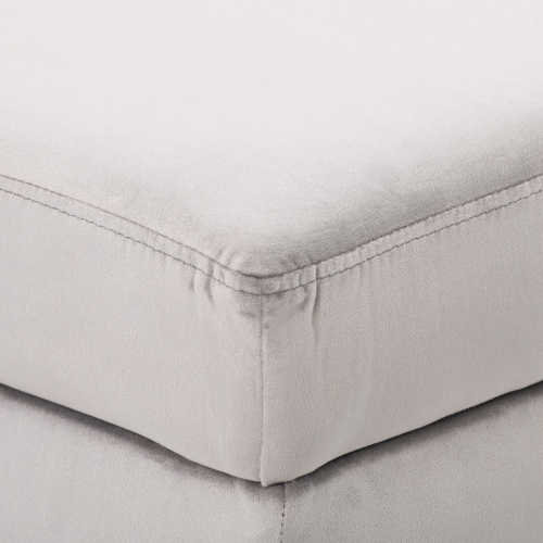 CorLiving LAD-352-O Perry Velvet Storage Ottoman, Light Grey
