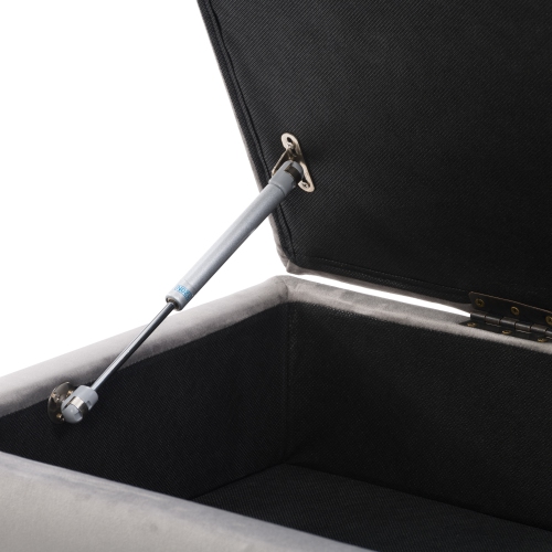 CorLiving LAD-352-O Perry Velvet Storage Ottoman, Light Grey