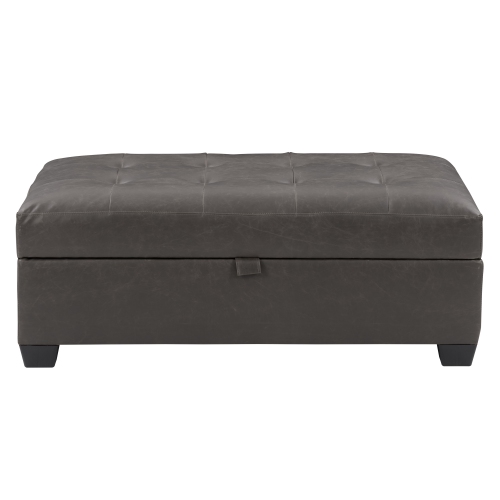 CORLIVING  Lad-107-O Antonio Tufted Storage Ottoman, Dark In Grey Fabric seems durable (nice matte finish that looks slightly aged, easy to wipe clean)