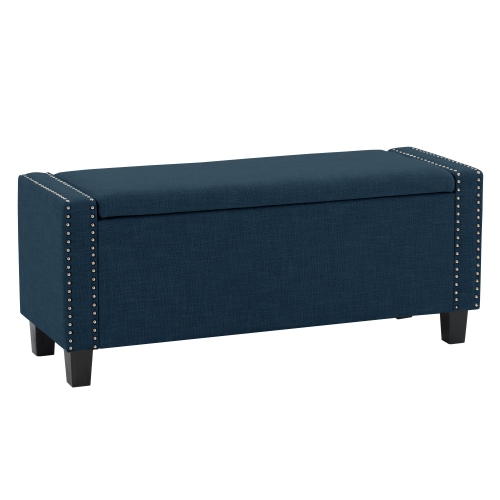 CORLIVING  Lbt-643-O Boston Storage Fabric Ottoman In Navy Blue