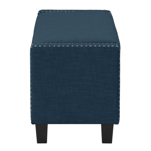 CorLiving LBT-643-O Boston Navy Blue Storage Fabric Ottoman