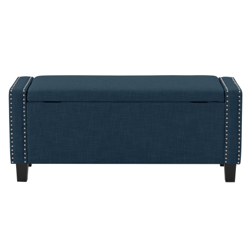 CorLiving LBT-643-O Boston Navy Blue Storage Fabric Ottoman