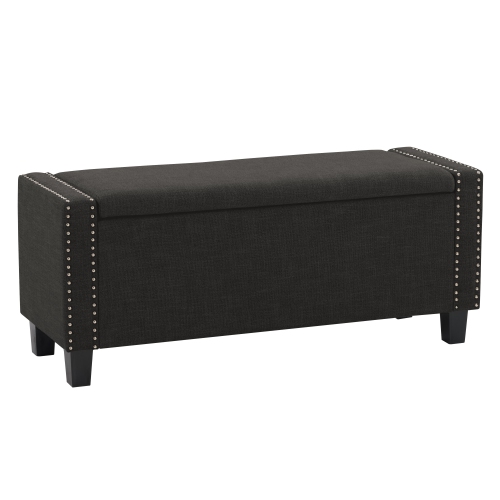 CORLIVING  Lbt-642-O Boston Dark Storage Fabric Ottoman In Grey