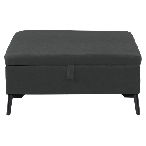 CORLIVING  Lad-340-O Linden Square Storage Ottoman In Black