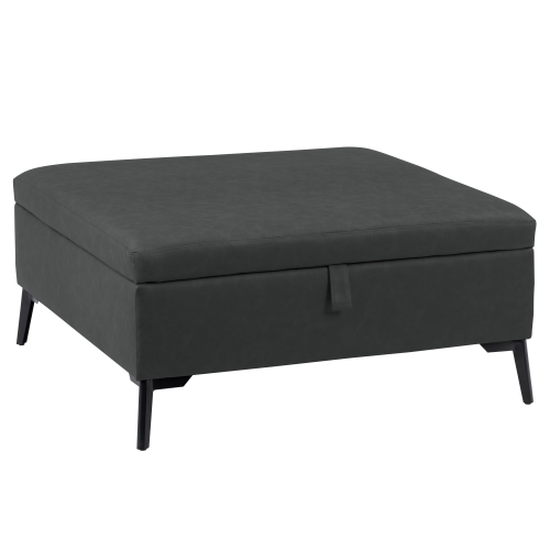 CorLiving LAD-340-O Linden Square Storage Ottoman, Black