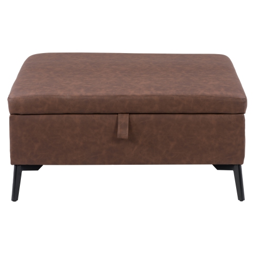 Pouf de rangement carré Linden, brun foncé