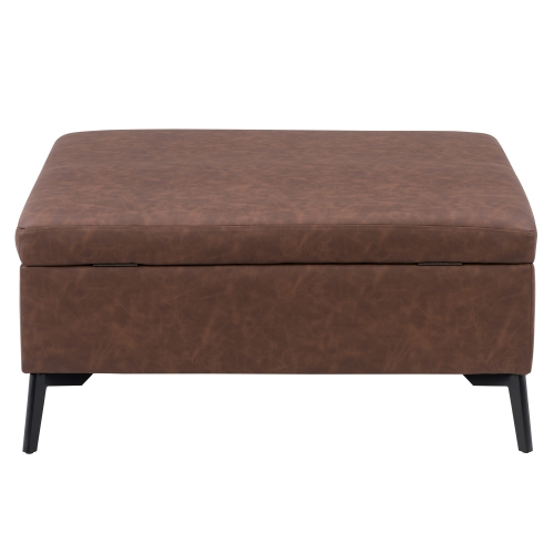 CorLiving LAD-341-O Linden Square Storage Ottoman, Dark Brown