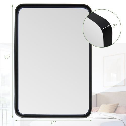 Costway 36"X24" Wall Mount Bathroom Mirror Rectangular Vanity Mirror Vertical Horizontal