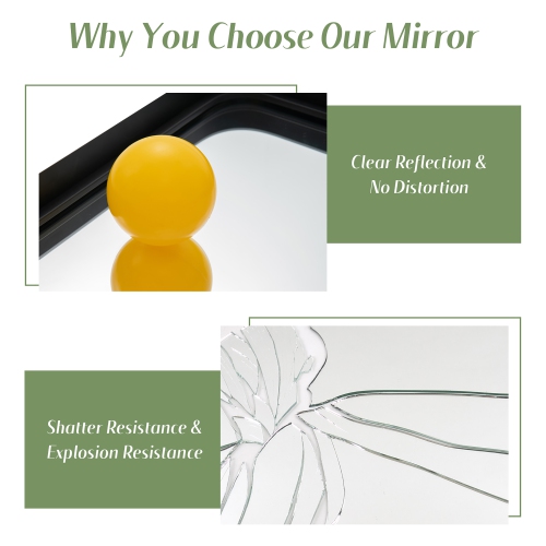 Costway 36"X24" Wall Mount Bathroom Mirror Rectangular Vanity Mirror Vertical Horizontal