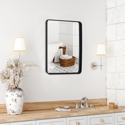 Costway 30"X22"Wall Mount Bathroom Mirror Rectangular Vanity Mirror Vertical Horizontal
