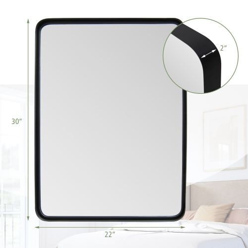 Costway 30"X22"Wall Mount Bathroom Mirror Rectangular Vanity Mirror Vertical Horizontal