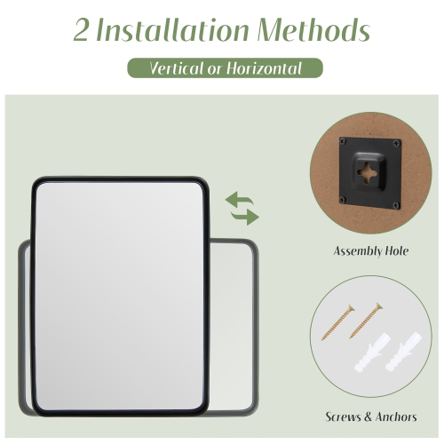 Costway 30"X22"Wall Mount Bathroom Mirror Rectangular Vanity Mirror Vertical Horizontal