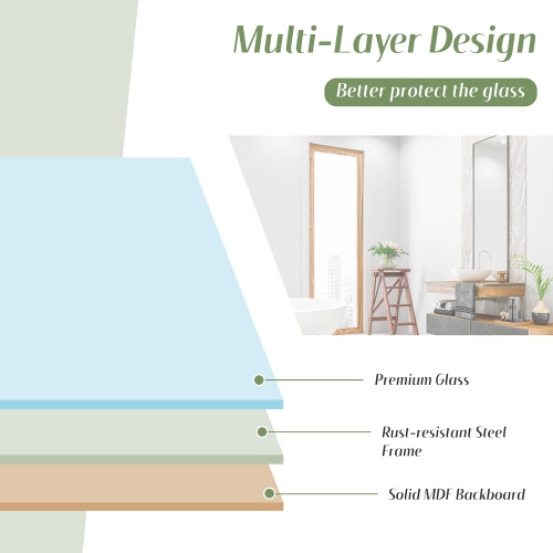 Costway 30"X22"Wall Mount Bathroom Mirror Rectangular Vanity Mirror Vertical Horizontal