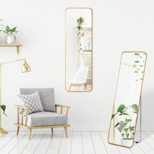 Costway Full Length Wall Mounted Hanging Mirror with Stand Free Standing Body Mirror