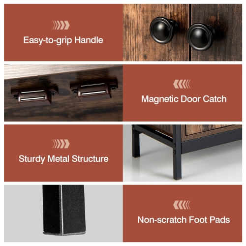 Costway 2-Door Industrial Kitchen Storage Cabinet Buffet Sideboard Open Shelves