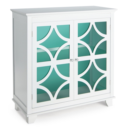 Costway Kitchen Storage Cabinet Buffet Sideboard w/ Glass Doors & Adjustable Shelf