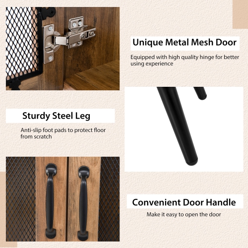 Costway 2-Door Kitchen Storage Bar Cabinet Buffet Sideboard w/ Wine Rack & Glass Holder