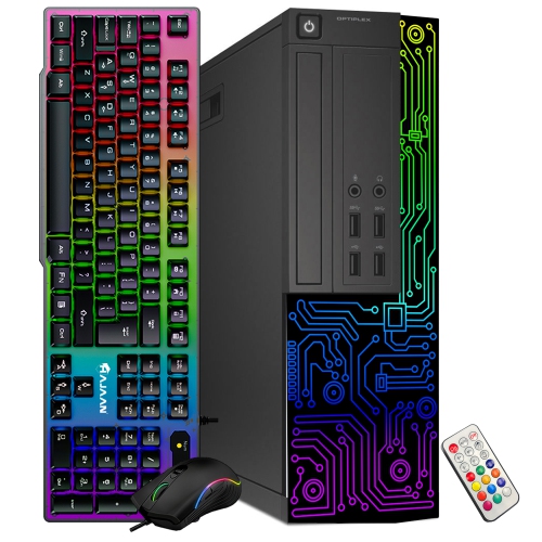 Refurbished - Dell OptiPlex Desktop Computer with RGB Lights Intel i7 Quad-Core 3.40 GHz 16GB RAM 512GB SSD Win 10 Pro, WiFi, Gaming Keyboard & Mouse