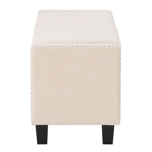 CorLiving LBT-641-O Boston Beige Storage Fabric Ottoman