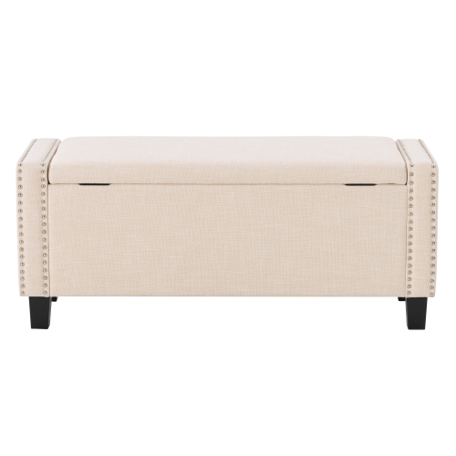 CorLiving LBT-641-O Boston Beige Storage Fabric Ottoman