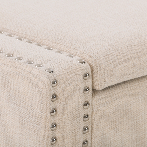 CorLiving LBT-641-O Boston Beige Storage Fabric Ottoman