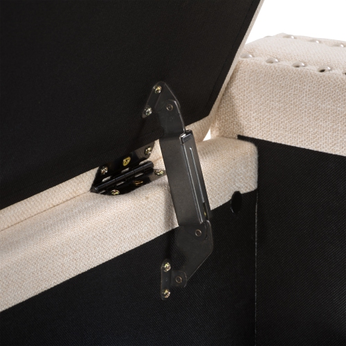 CorLiving LBT-641-O Boston Beige Storage Fabric Ottoman