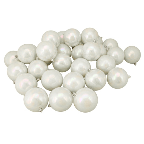 NORTHLIGHT  32Ct Iridescent Shatterproof Shiny Christmas Ball Ornaments 3.25" (80Mm) In White